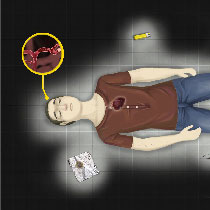 屍體顯示線索1，可選擇立即判斷或查閱線索2