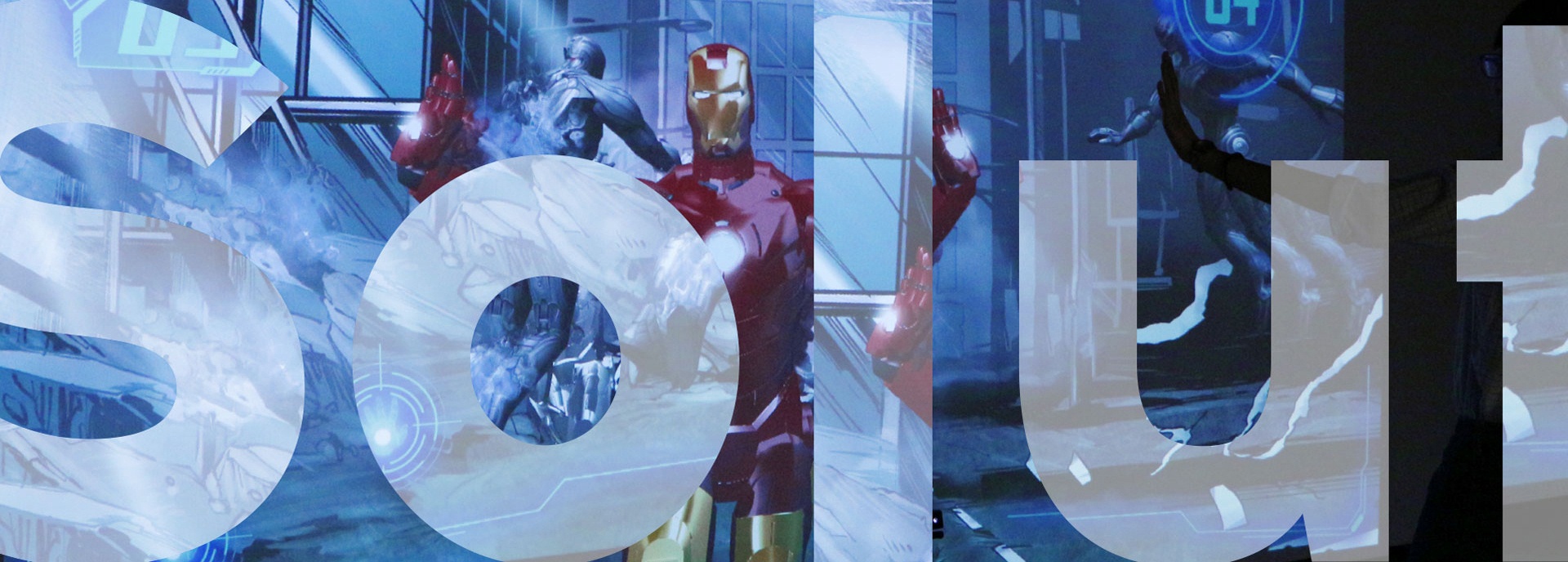 为香港3D体验馆设计一款运用投影触屏技术制作的3D体感互动游戏-钢铁侠