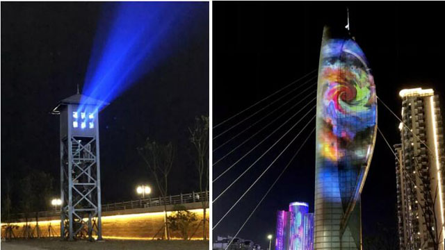 雷射投影賦予蕪湖臨江橋塔全新活力