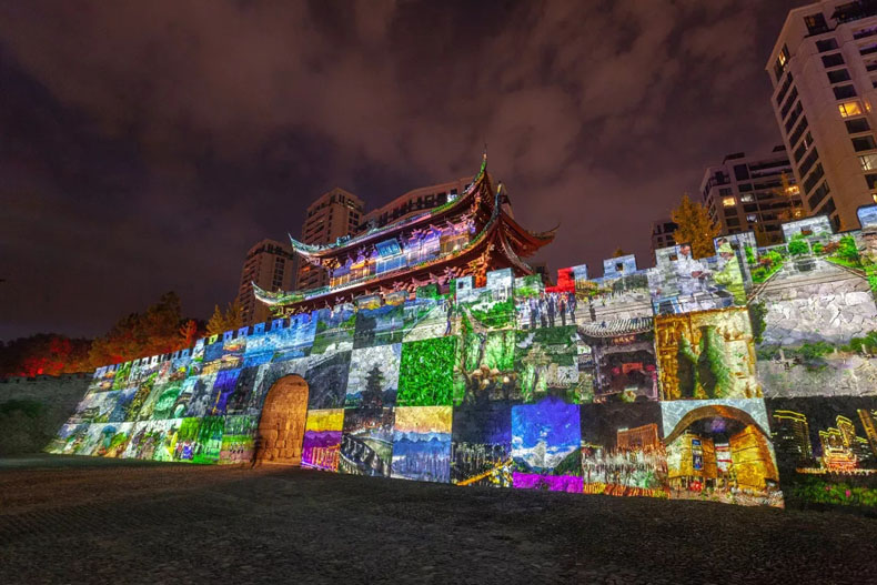 建築投影｜麗水之光南明門戶外投影秀